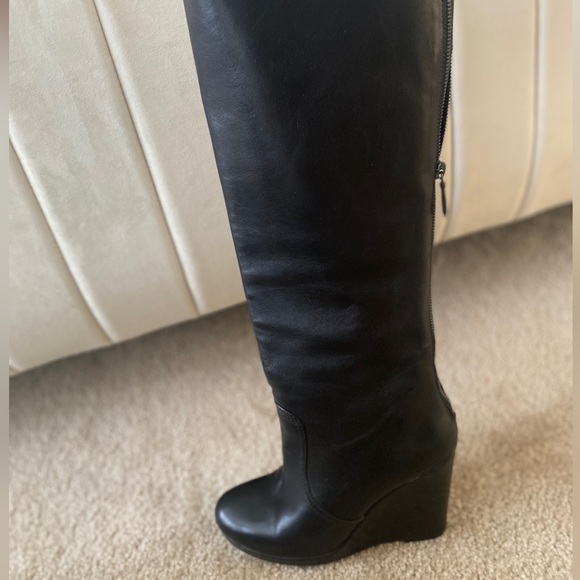 Authentic Prada Black Knee High Wedge Boots - Picture 4 of 7